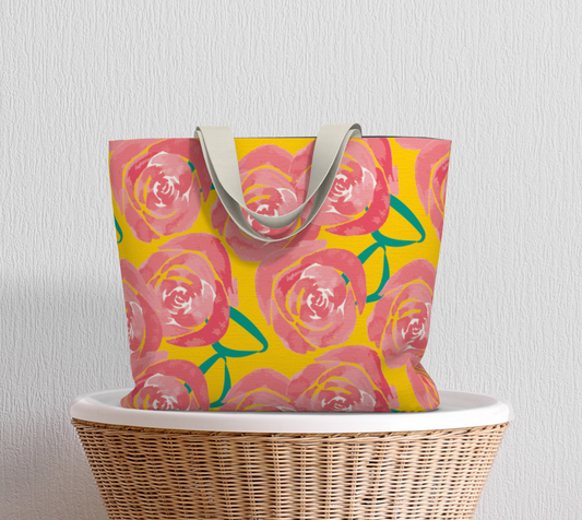 Roses Tote with pockets 🌳