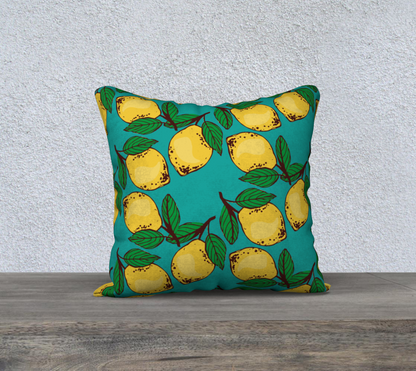 Citrus on Blue 18x18 Pillow Case 🌳