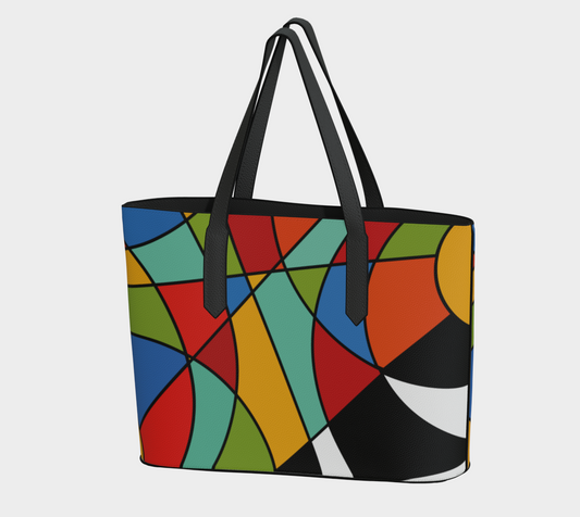 Geometric abstract Vegan Leather Tote Bag