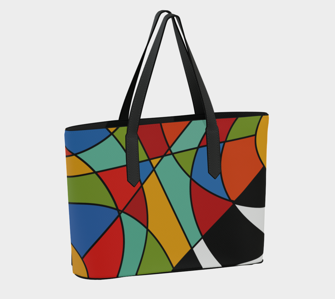 Geometric abstract Vegan Leather Tote Bag